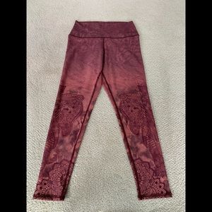 Evolution and Creation Burgundy Patterned Leggings